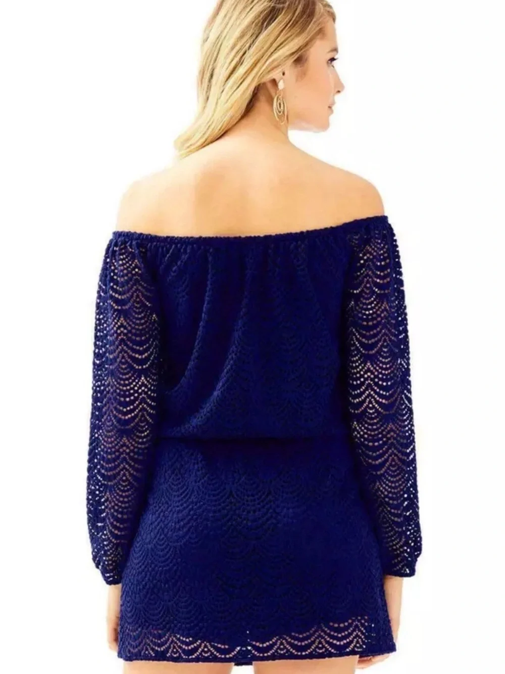 Lilly Pulitzer Navy One-Shoulder Lace Mini Dress